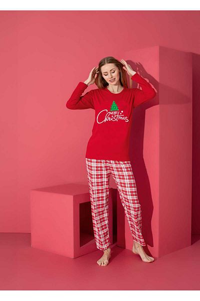 ASMATEKSTİL Christmas Patterned Pajama Set