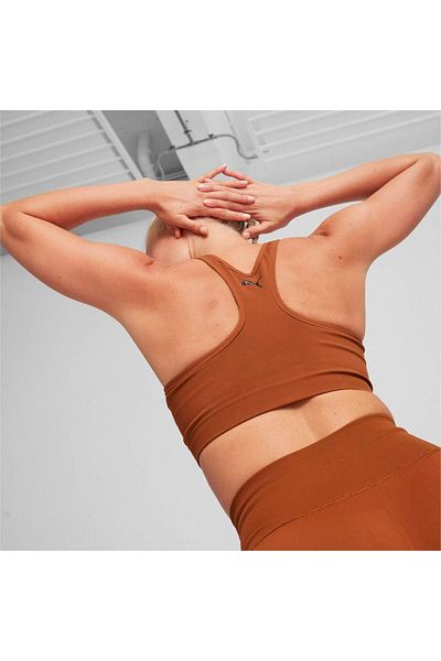 Puma Γυναικείο σουτιέν Puma 4keeps Shapeluxe Seamless - Teak, Καφέ