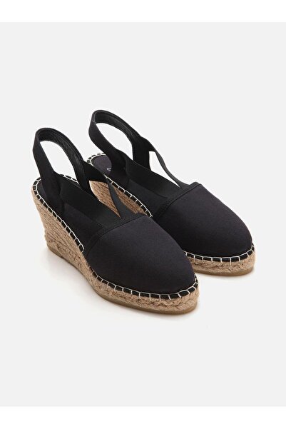 Su Espadril Elizabeth Siyah Kadın Dolgu Topuklu Espadril