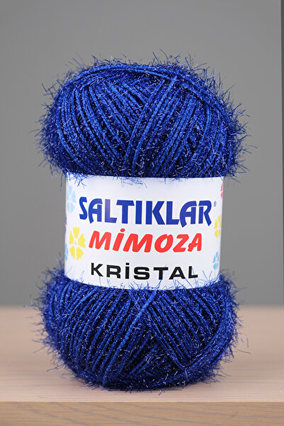 SALTIKLAR Mimoza Kristal Premium Simli Ip 100g/180m Saks Mavi-04