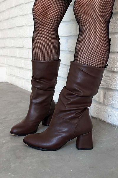 Shoebutik Γυναικείες μπότες Brenda Bitter Brown Δερμάτινες Loose Cut χωρίς φερμουάρ