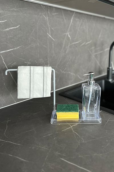 Prima Nova Luna Stainless Aluminum Cloth Hanging Kitchen Liquid Soap Dispenser-Transparent -1