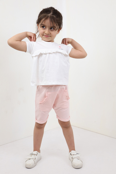 Toontoy Embroidery Detailed Girl's Shorts Set