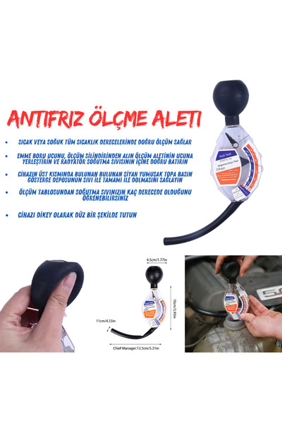 STS Oto Aksesuar Antifiriz Ölçme Aleti Cihazı Elips Antifiriz Ölçüm Bomesi