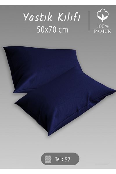 MonoHome Premium 100% Cotton 2-Piece Pillowcase - Tight Woven Navy Blue