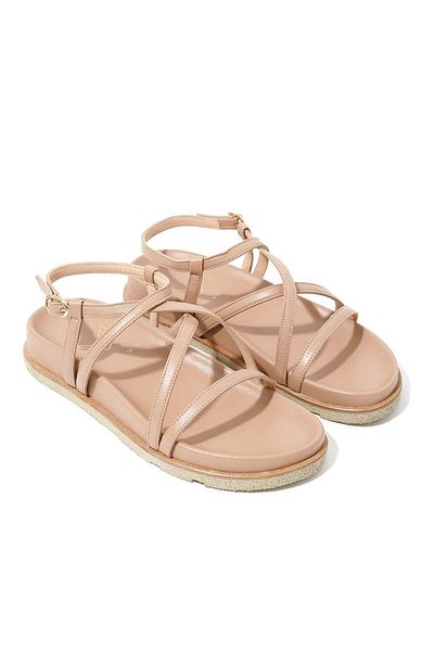 RİVUS Flat Sandals with Leather Band Detail - Nude