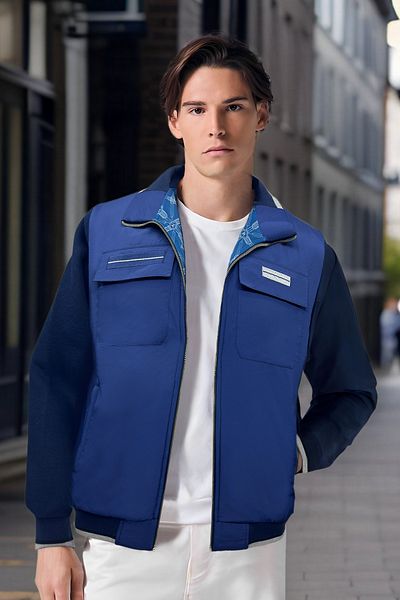 BESSA Ανδρικό χειμωνιάτικο μπουφάν Fleece Inside Parachute Fabric Λεπτομερείς τσέπες με πτερύγια Πλαϊνές τσέπες με φερμουάρ