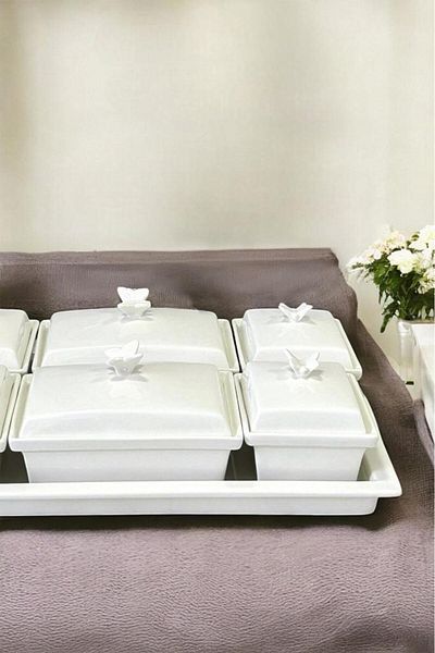 Digithome 6-Piece Butterfly Porcelain Breakfast Set 1-1-289