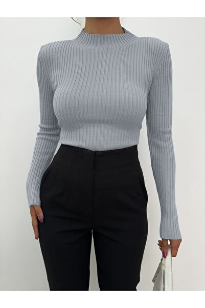 Modamorfo Half-Rise Ribbed Knitwear Sweater -Grey