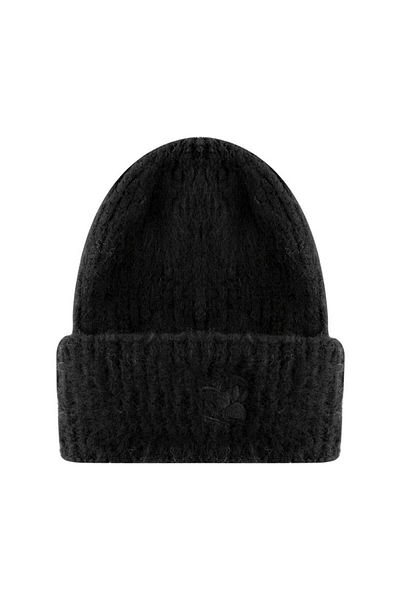 RİVUS Corded Knitwear Beret with Embroidery Detail - Black