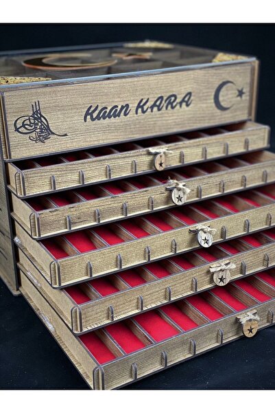 Yaman Hediyelik Kişiye Özel Cam Kapaklı Ahşap Tesbih Ve Saat Koleksiyon Kutusu (50 TESBİH, 12 SAATLİK)