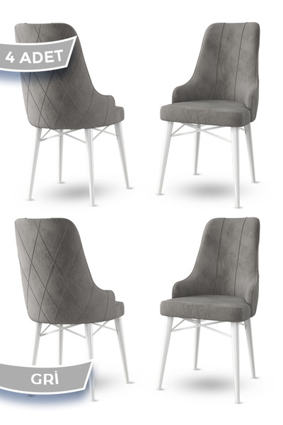 Canisa Neta Serisi, 1.sınıf Babyface Kumaş Sandalye, Beyaz Gürgen Ayak, 4 Ade...