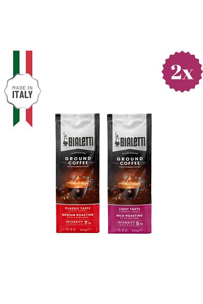 Bialetti 2 Delicato and Classico 250 Gr Ground Coffee