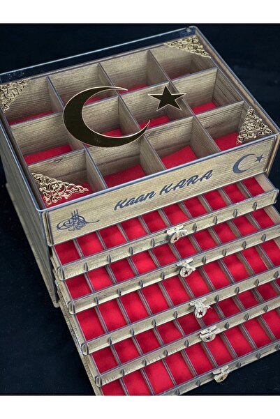 Yaman Hediyelik Kişiye Özel Cam Kapaklı Ahşap Tesbih Ve Saat Koleksiyon Kutusu (50 TESBİH, 12 SAATLİK)