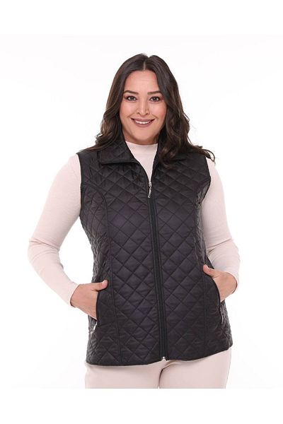 Butik Ayseba Women's Black Plus Size Quilted Short Vest