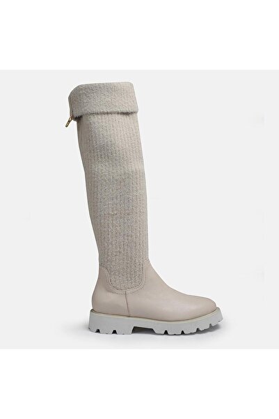 37Numara BÜYÜK NUMARA KADIN DİZÜSTÜ ÇİZME -41-42-43-44 BEJ DERİ