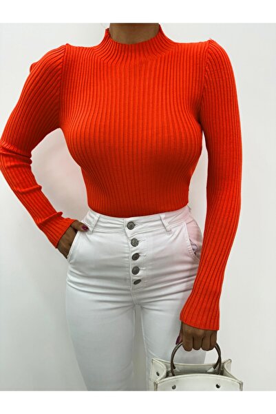 Modamorfo Half-Rise Ribbed Knitwear Sweater - Orange