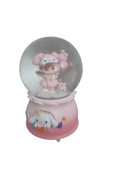 ARD IŞIKLI MÜZİKLİ TAVŞANLI KIZ CAM KAR KÜRESİ ORTA BOY