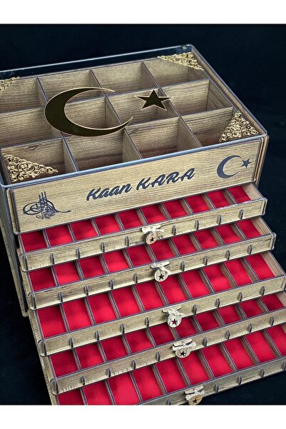 Yaman Hediyelik Kişiye Özel Cam Kapaklı Ahşap Tesbih Ve Saat Koleksiyon Kutusu (50 TESBİH, 12 SAATLİK)