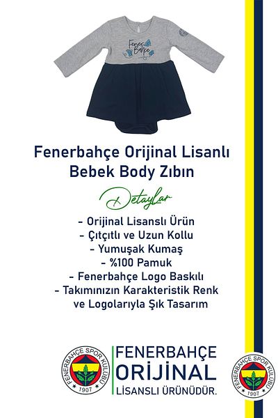 Fenerbahçe Original Licensed Baby Girl Bodysuit with Skirt