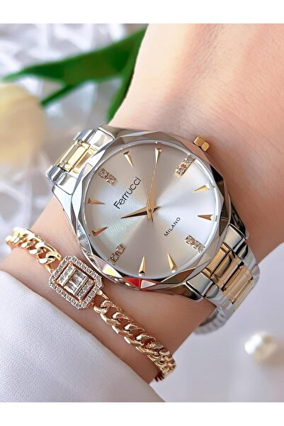 Ferrucci Special Series Women's Wrist Watch & Bracelet - Steel Band, Blackeni...