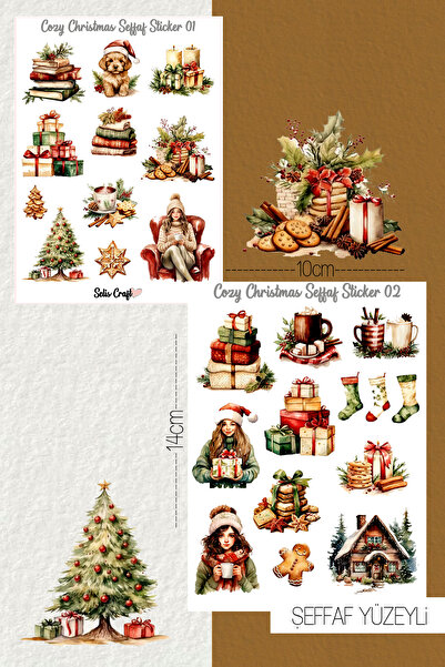 SelisCraft Cozy Christmas Yeni Yıl Temalı Şeffaf Sticker Seti 01-02 Ajanda Pl...
