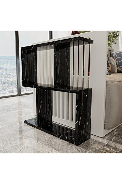 WOOVEN DESIGN Ahşap Z Sehpa, Yan Sehpa, Raflı Dekoratif Sehpa