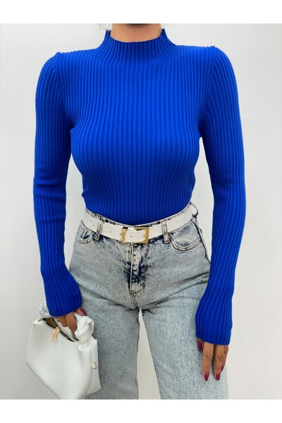 Modamorfo Féltorkú bordás kötöttáru pulóver -saks