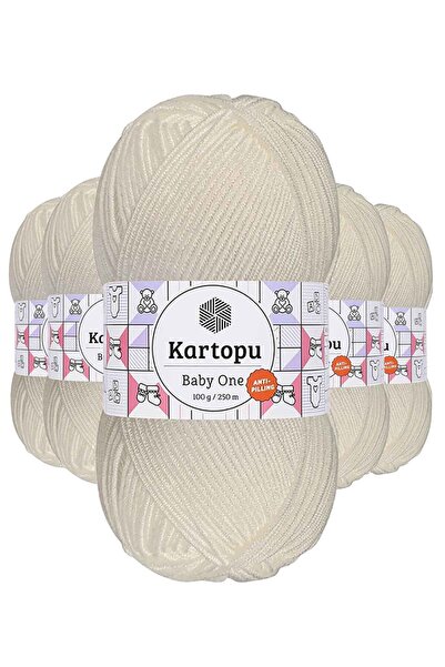 Kartopu 5 Adet Baby One Tüylenmeyen El Örgü İpi Yünü Kırık Beyaz K019