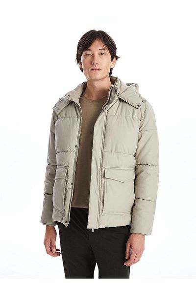 LC Waikiki Ανδρικό πουπουλένιο παλτό SOUTHBLUE Standard Fit με κουκούλα