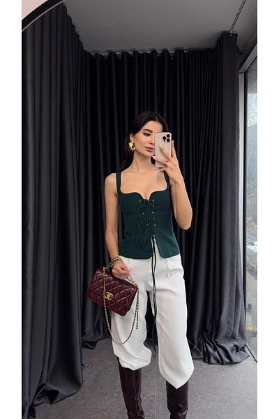 HAZELANNA Bustieră verde cu aspect corset