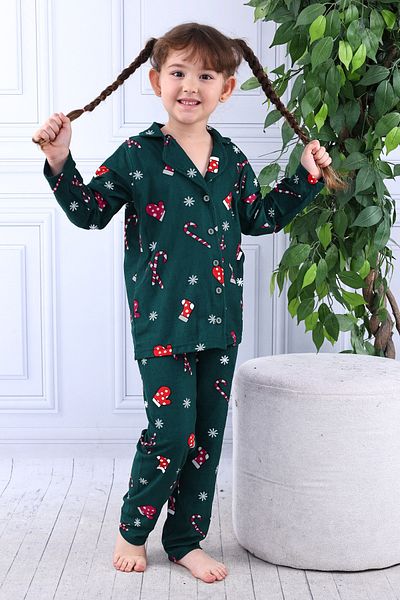 KAPİKİDS With Anniversary Concept with Gloves Suede Soft Warm-Keeping Girl's Pjamas
