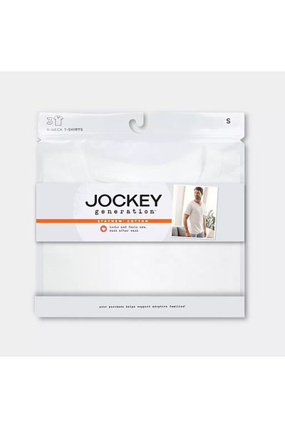 JOCKEY حزمة من 3 قطع من القطن برقبة على شكل حرف V من Generation Men's StayNew