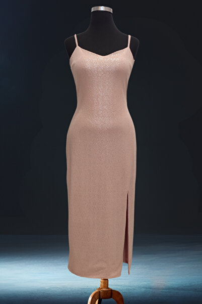 Due Stelle Sırt Büzgü Detaylı Yırtmaçlı Göğüs Pedli Elbise - Tango Dans Parti Elbisesi