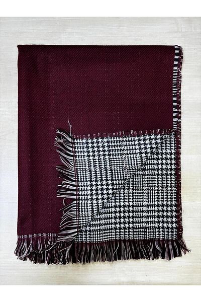 Bytoktay Double Sided Wool Houndstooth Pattern Thick Shawl Soft Textured Shawl Scarf 180*70cm