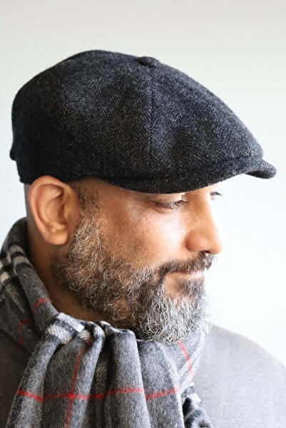 Külah Balıksırtı Desen Koyu Gri Kasket