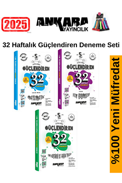 Ankara Yayıncılık 2025 5.Sınıf Güçlendiren Matematik-Fen-Din 32 Haftalık Dene...