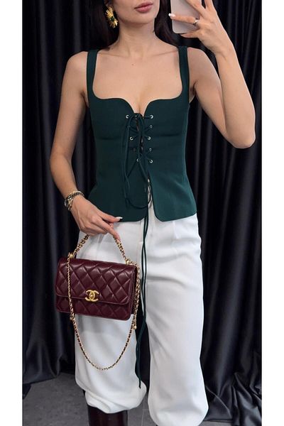 HAZELANNA Bustieră verde cu aspect corset