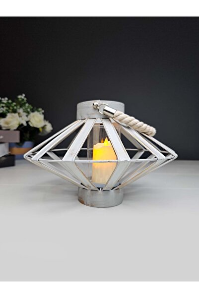 EVİMTATLIEVİM Orion Halat Kulplu Dekoratif Metal Mumluk 30cm