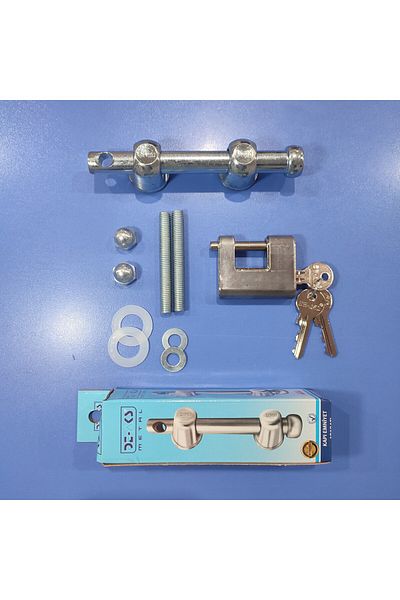 Bijutek Door Safety Bracket and 60mm Flat Padlock Set