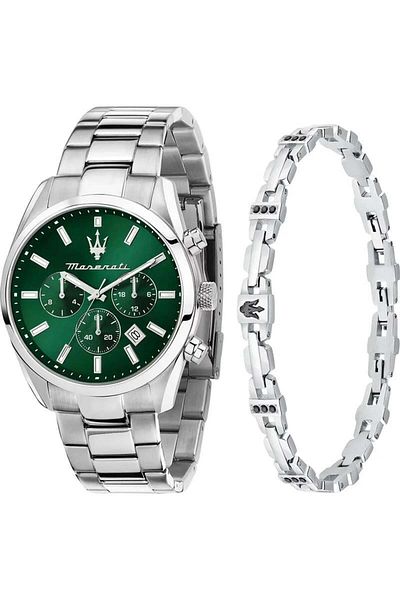 Maserati R8853151017 All Functions Active Steel Band with Bracelet Gift 10 Atm Water Resistant
