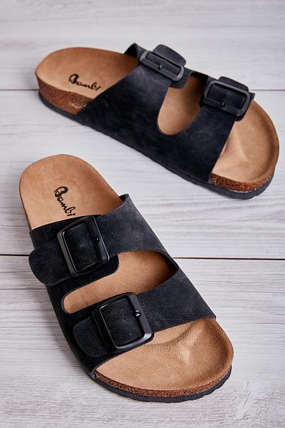 Bambi Black Nubuck Women's Slippers K04819182271