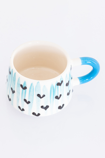 Bally Home 2'li El Yapımı Seramik Kalp Desenli Kupa