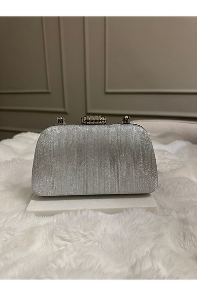 Merve Evening Bag - Gray - Glittery