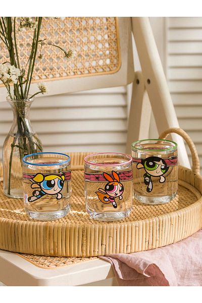 LC Waikiki Powerpuff Girls Patterned 3-Piece 350 ml Glass Cup Set - W4Fh67Z8