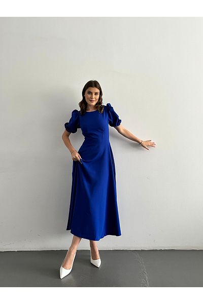 Afiş Butik Rochie midi cu mâneci pepene verde