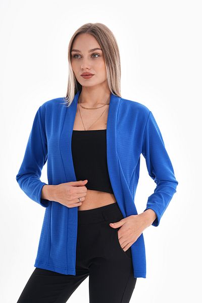 DEVRİMAY TEKSTİL Jachetă Saks pentru damă, cu guler șal, din lycra creponată