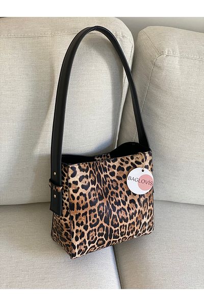 BAGLOVİS GEANT DE UMĂR LEOPARD DE FEMEI SHOPPER CU CUREA AJUSTABLE