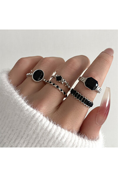 MURASSA BUTİK Minimal kore 5'li yüzük seti