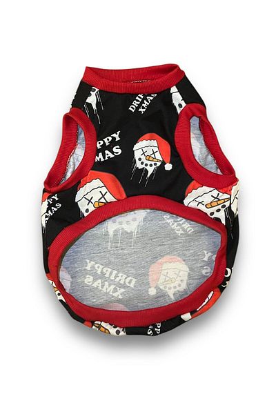 PetiliDünya Black Christmas Singlet Dog Singlet Christmas Dog Suit